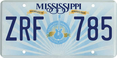 MS license plate ZRF785