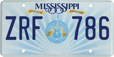 MS license plate ZRF786