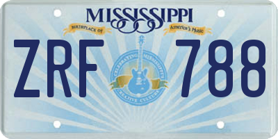 MS license plate ZRF788