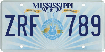 MS license plate ZRF789