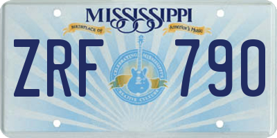 MS license plate ZRF790