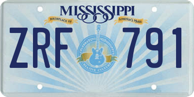 MS license plate ZRF791