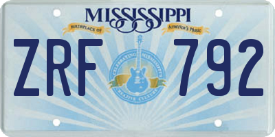 MS license plate ZRF792
