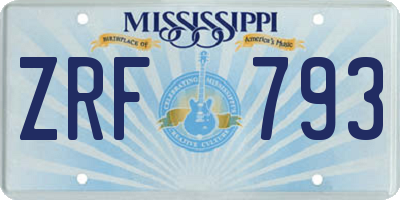 MS license plate ZRF793