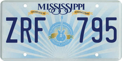 MS license plate ZRF795