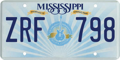 MS license plate ZRF798