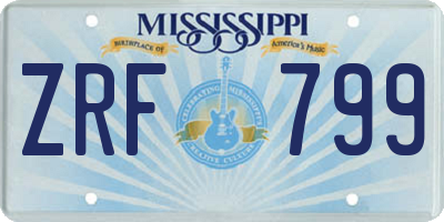 MS license plate ZRF799