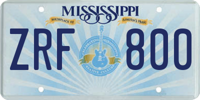 MS license plate ZRF800