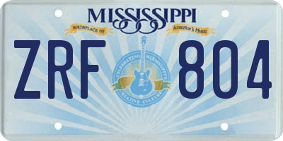 MS license plate ZRF804