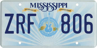 MS license plate ZRF806
