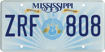 MS license plate ZRF808