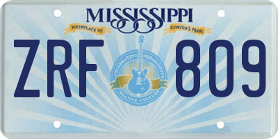 MS license plate ZRF809