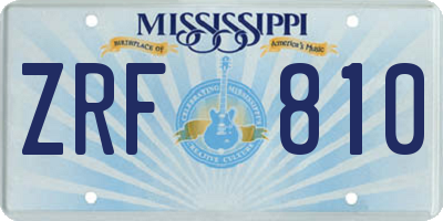 MS license plate ZRF810