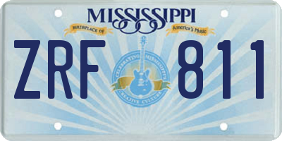 MS license plate ZRF811