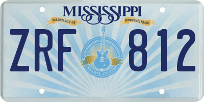 MS license plate ZRF812