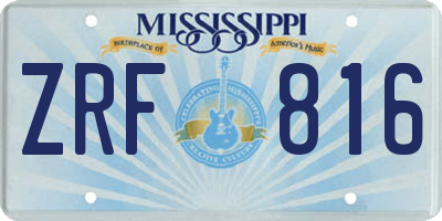 MS license plate ZRF816
