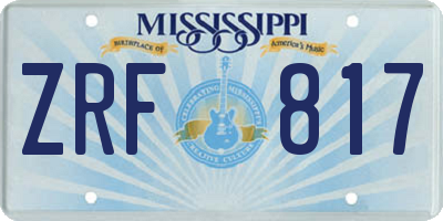 MS license plate ZRF817