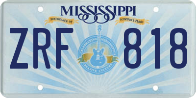 MS license plate ZRF818