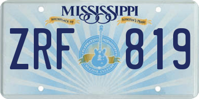 MS license plate ZRF819