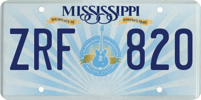 MS license plate ZRF820