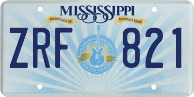 MS license plate ZRF821