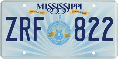 MS license plate ZRF822