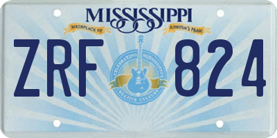 MS license plate ZRF824