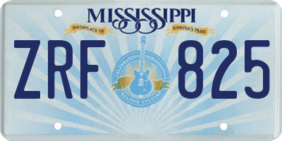 MS license plate ZRF825