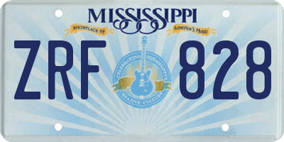 MS license plate ZRF828