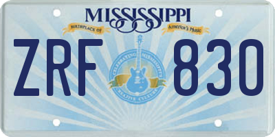 MS license plate ZRF830