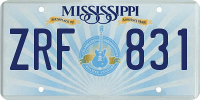 MS license plate ZRF831