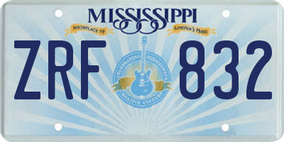 MS license plate ZRF832