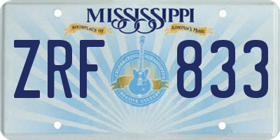 MS license plate ZRF833