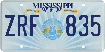 MS license plate ZRF835