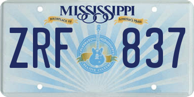 MS license plate ZRF837