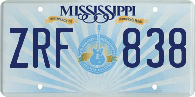 MS license plate ZRF838