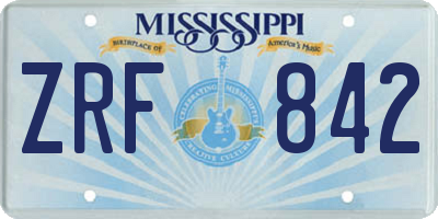 MS license plate ZRF842
