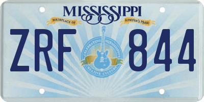 MS license plate ZRF844