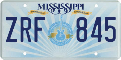 MS license plate ZRF845