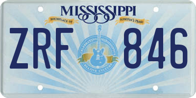 MS license plate ZRF846
