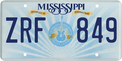 MS license plate ZRF849