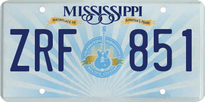 MS license plate ZRF851