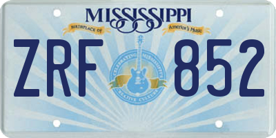 MS license plate ZRF852