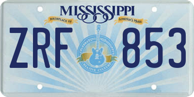 MS license plate ZRF853