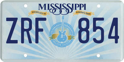 MS license plate ZRF854