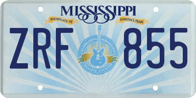 MS license plate ZRF855