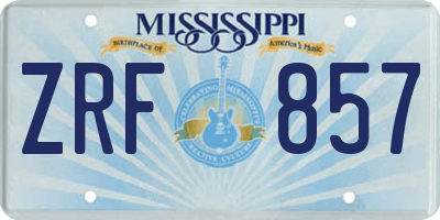 MS license plate ZRF857