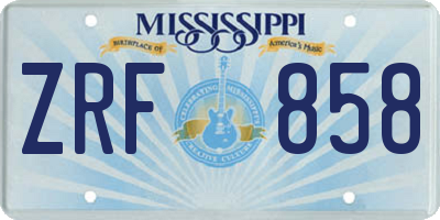 MS license plate ZRF858