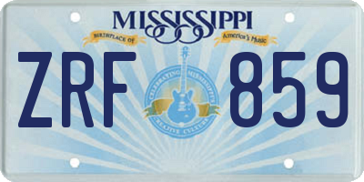 MS license plate ZRF859