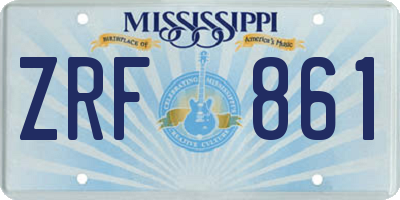 MS license plate ZRF861